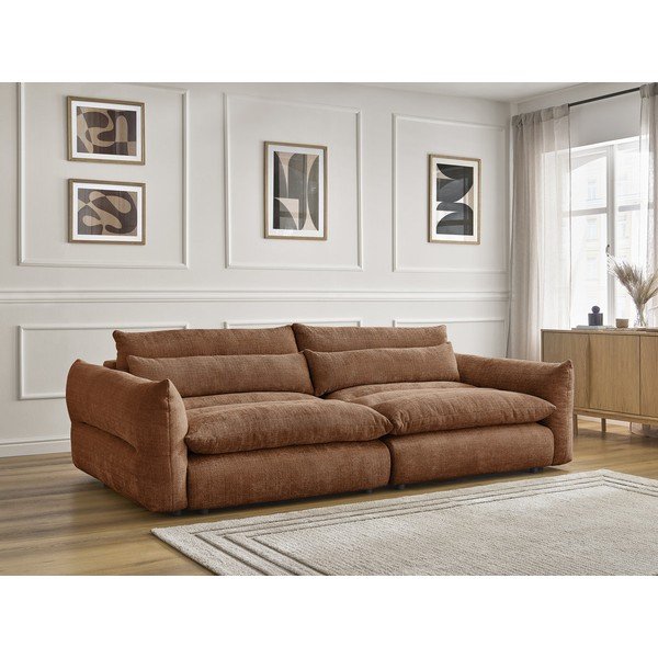 Oranžinės spalvos sofa iš šenilinio audinio 276 cm Neil – Bobochic Paris-image-1