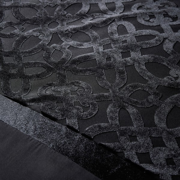 Juodos spalvos iš velveto dvigulė/itin ilga patalynė 230x220 cm Lattice Cut – Catherine Lansfield-image-3