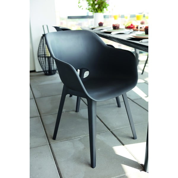 Plastikinės sodo kėdės tamsiai pilkos spalvos 2 vnt. Akola – Keter-image-1