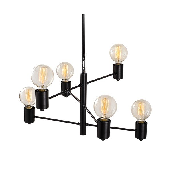 Juodas pakabinamas šviestuvas 6 lemputėms Opviq lights Hexa Long-image-3