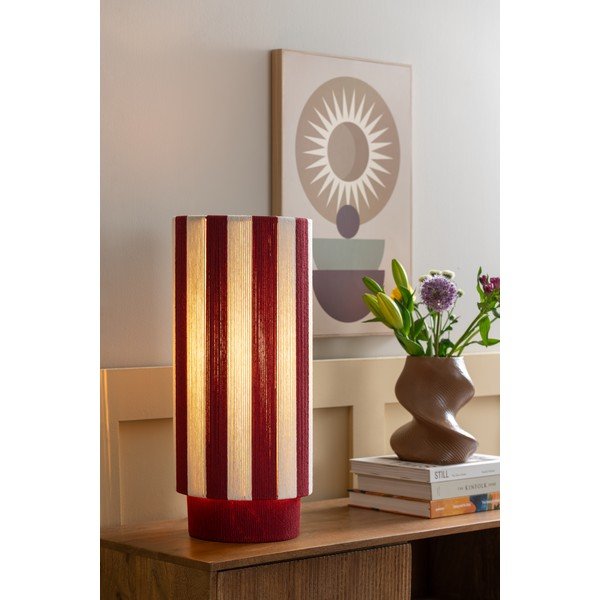 Raudonos spalvos/baltos spalvos iš virvės stalinis šviestuvas (aukštis 58 cm) Vienna Stripes – Leitmotiv-image-1