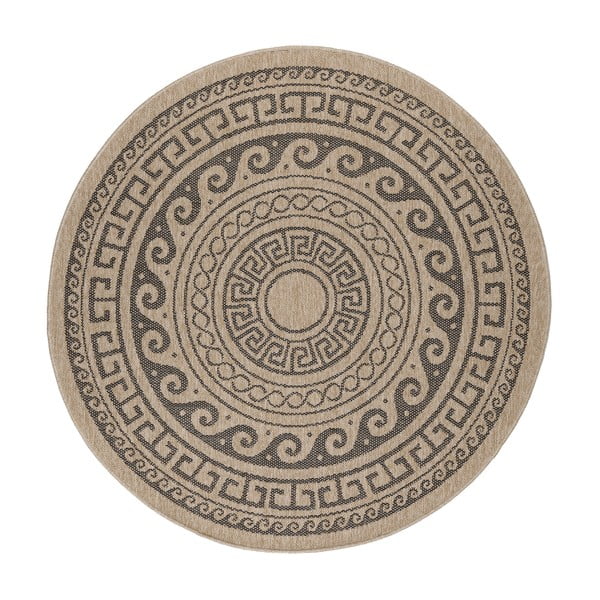 Apvalios formos lauko kilimas juodos spalvos/smėlio spalvos ø 120 cm Comilla – Ayyildiz Carpets