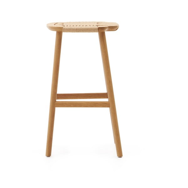 Natūralios spalvos iš ąžuolo masyvo baro taburetė (sėdynės aukštis 65 cm) Enit – Kave Home-image-4