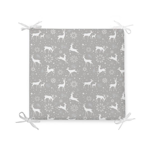 Kalėdinė sėdynės pagalvėlė iš medvilnės mišinio Minimalist Cushion Covers Snowflakes and Deer, 42 x 42 cm