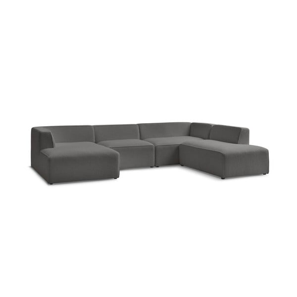 Tamsiai pilkos spalvos iš boucle modulinė kampinė sofa (su dešiniuoju kampu/„U“ formos) Megeve – Bobochic Paris