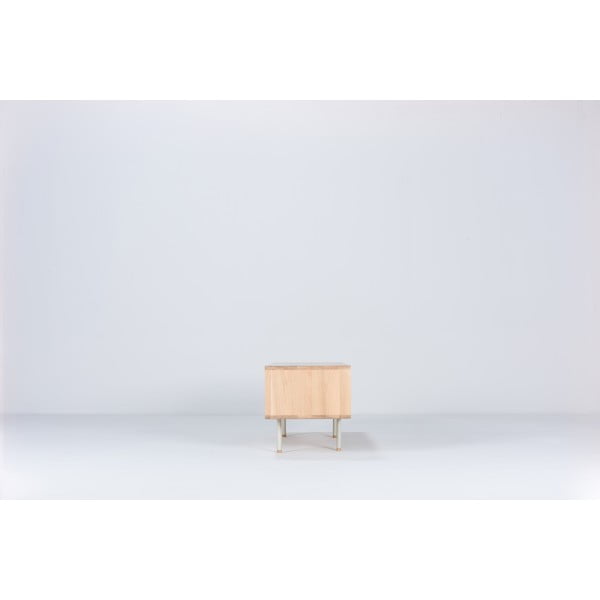 Iš ąžuolo masyvo TV spintelė baltos spalvos/natūralios spalvos 160x48 cm Fina – Gazzda-image-4