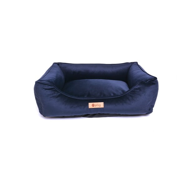 Tamsiai mėlyna aksomo lova 65x50 cm Royal - Petsy