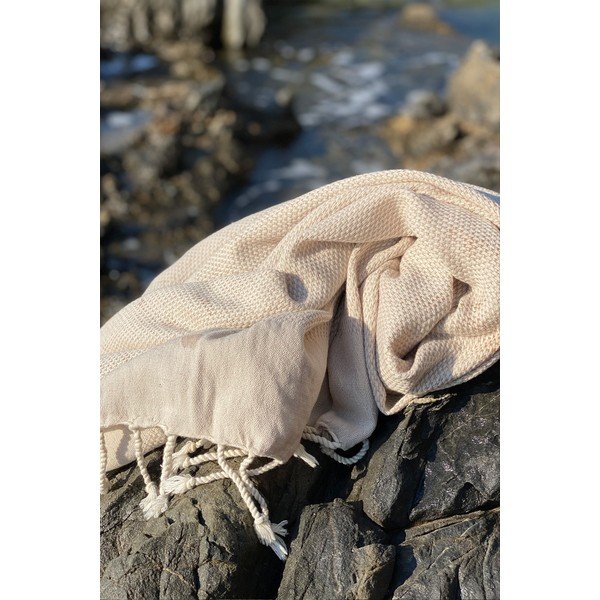 Smėlio spalvos iš medvilnės paplūdimio antklodė 90x175 cm Retro – Foutastic-image-1