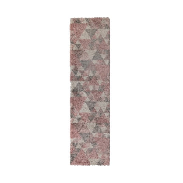 Rožinis ir pilkas kilimas Flair Rugs Nuru, 60 x 230 cm