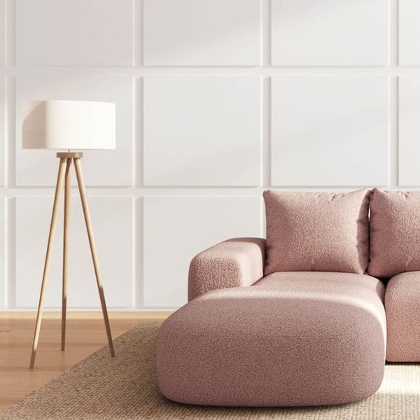 Rožinės spalvos iš boucle kampinė sofa (su kairiuoju kampu/su gultu) Monce – Rodier-image-3