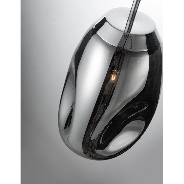 Blizgios sidabrinės spalvos iš stiklo kabantis šviestuvas ø 22 cm Lava – Nova Luce-image-2