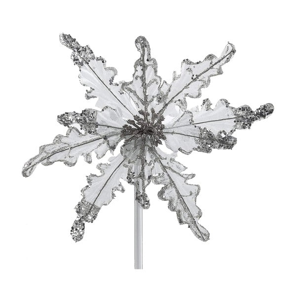 Kalėdinė gėlės formos plastikinė sidabro spalvos dekoracija DecoKing Charlotte