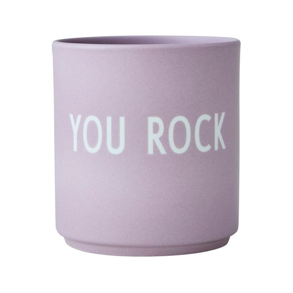Purpurinis porcelianinis puodelis Design Letters Rock, 300 ml