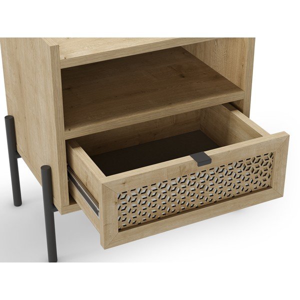 Naktinis staliukas natūralios spalvos iš ąžuolo su lentynomis Inca – Marckeric-image-3