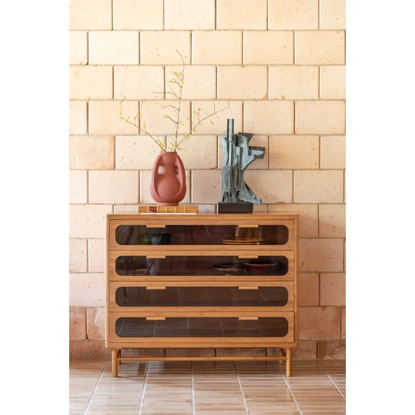 Natūralios spalvos iš bambuko šoninė spintelė 105x88x38 cm Caroun – Dutchbone-image-1