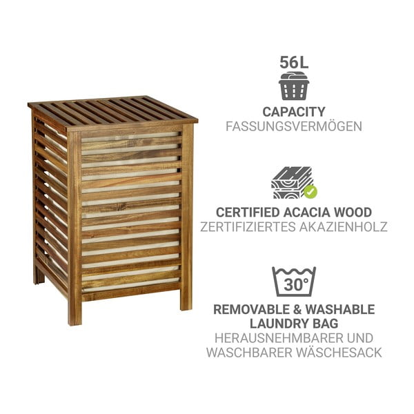 Tamsios natūralios spalvos iš medžio skalbinių krepšys 56 l Fondi – Wenko-image-3