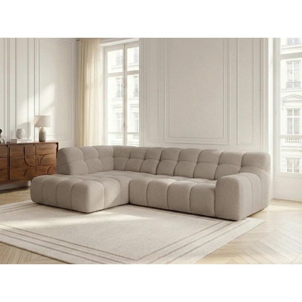 Smėlio spalvos sulankstoma/ar elektrisko sēdekļa regulēšanu kampinė sofa (su kairiuoju kampu/„L“ formos) Andre – Bobochic Paris-image-3