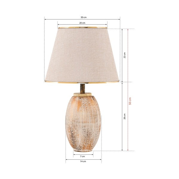 Kreminės spalvos/auksinės spalvos stalinis šviestuvas (aukštis 50 cm) su tekstiliniu gaubtu Yakamoz – Opviq lights-image-4