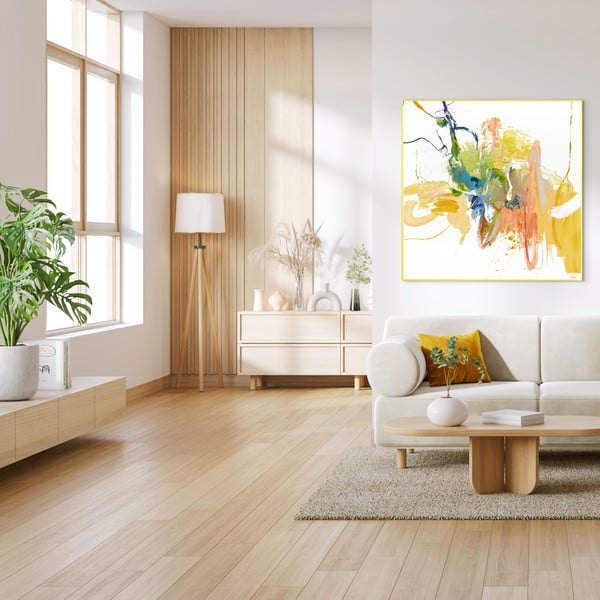 Paveikslas su rankomis dažytais elementais 102x102 cm Confidential Yellow – Malerifabrikken-image-1
