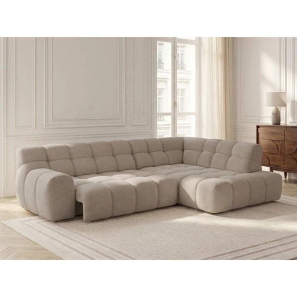 Smėlio spalvos sulankstoma/ar elektrisko sēdekļa regulēšanu kampinė sofa (su dešiniuoju kampu/„L“ formos) Andre – Bobochic Paris-image-3