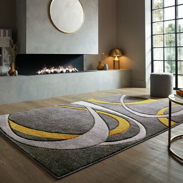 Kilimas ochros spalvos/pilkos spalvos 160x230 cm Elude Orb – Flair Rugs-image-1