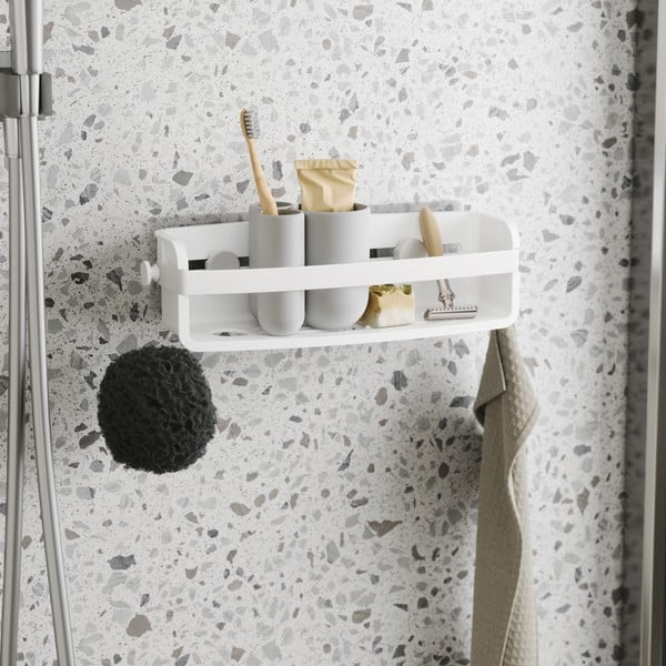 Klijuojama vonios lentyna iš perdirbto plastiko baltos spalvos Flex Adhesive – Umbra-image-1