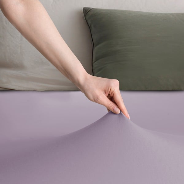 Levandų spalvos iš Jersey audinio paklodė su guma 90x200 cm Amber – Restilo-image-2