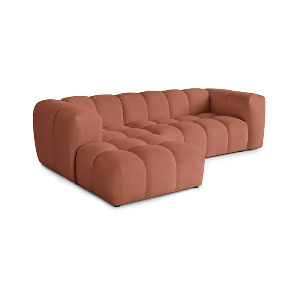 Terakotos spalvos iš velveto kampinė sofa (su kairiuoju kampu/su gultu) Cube – Bonami Selection-image-4