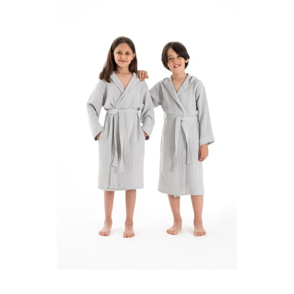 Pilkos spalvos iš muslino vaikiškas chalatas 7-8 metai Muslin – Foutastic