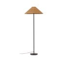 Pastatomas šviestuvas juodos spalvos/natūralios spalvos (aukštis 154 cm) su rotango gaubtu Urania – Kave Home