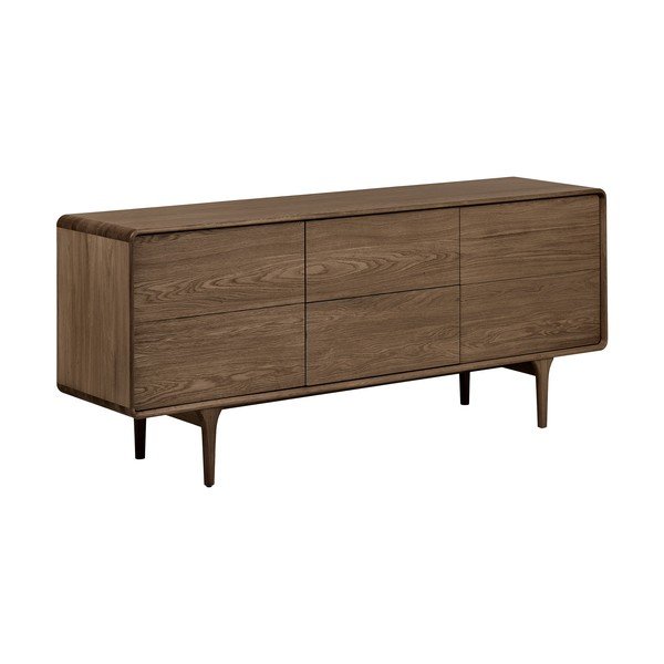 Tamsiai rudos spalvos šoninė spintelė iš ąžuolo 180x75x45 cm Darwin – House Nordic