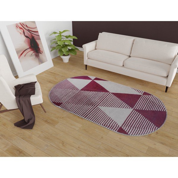 Skalbiamas kilimas bordo spalvos 80x120 cm Oval – Vitaus-image-1