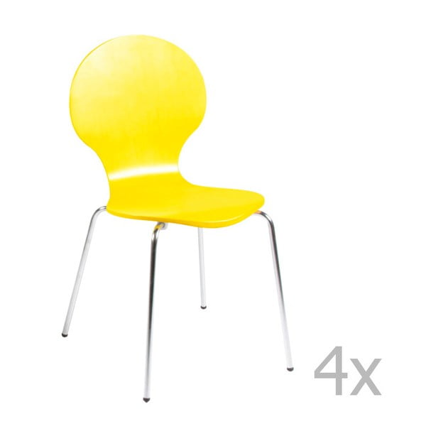 4 geltonų "Actona Marcus" valgomojo kėdžių rinkinys