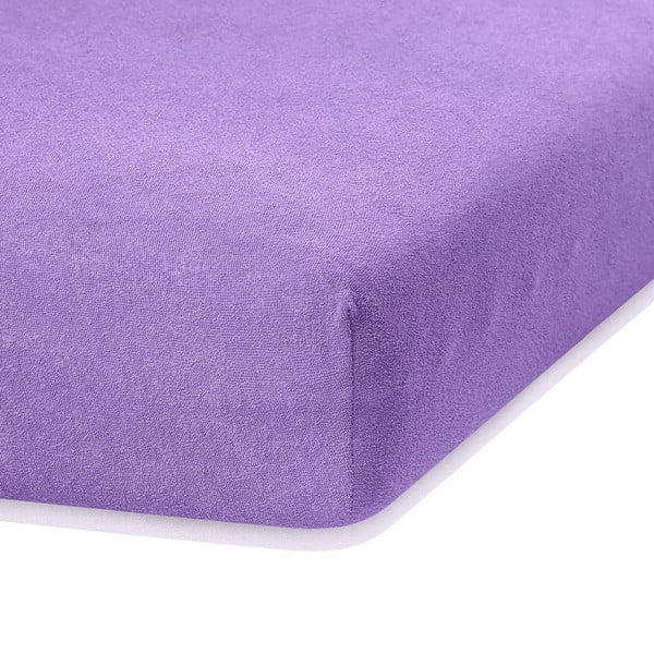 AmeliaHome Rubino violetinės spalvos elastinga paklodė su dideliu medvilnės kiekiu, 140/160 x 200 cm