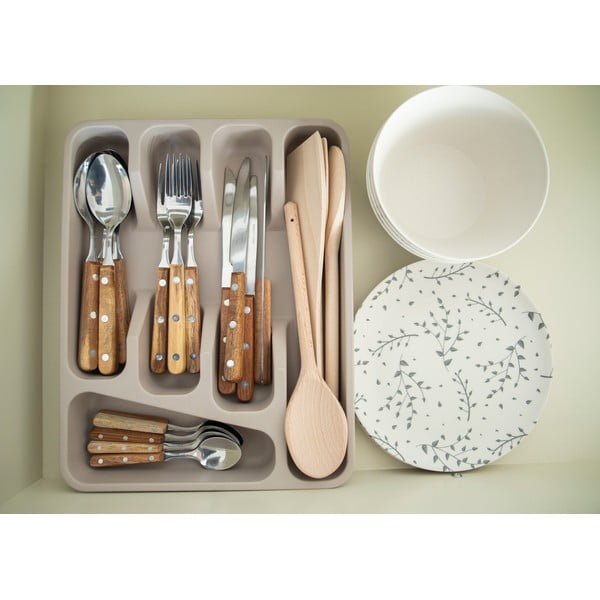 Smėlio spalvos bambuko stalo įrankių organizatorius Kitchen Craft Natural Elements-image-1
