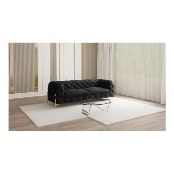 Juodos spalvos iš velveto sofa 225 cm Chelsea Bis – Ropez-image-1