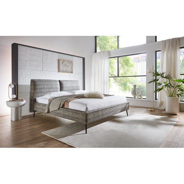 Tamsiai žalios spalvos dvigulė lova audiniu dengta be grotelių 160x200 cm Infinity – Meise Möbel-image-1