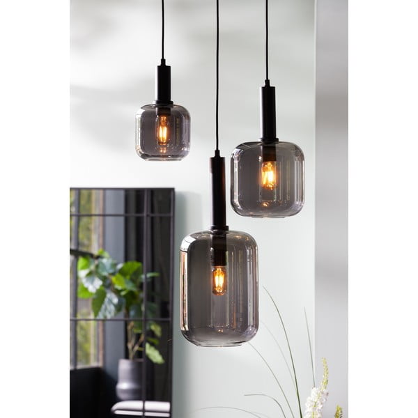 Pilkas lubinis šviestuvas su stikliniu gaubtu ø 21 cm Lekar - Light & Living-image-1