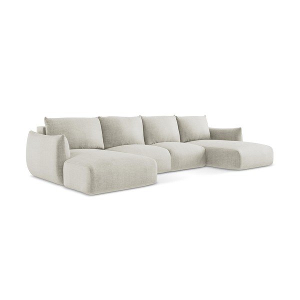Smėlio spalvos sulankstoma kampinė sofa („U“ formos) Leila – Makamii-image-3