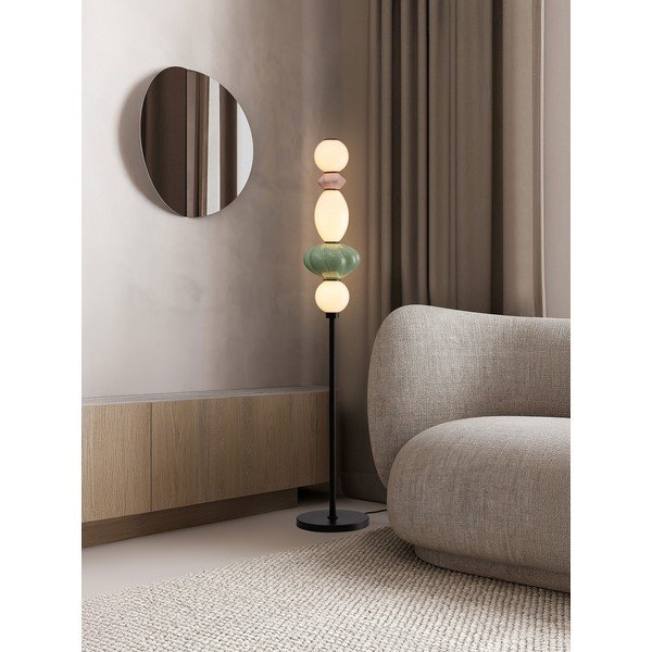 Iš keramikos pastatomas šviestuvas LED su pritemdymo funkcija (aukštis 136,5 cm) su keramikiniu gaubtu/su stiklo gaubtu Oneta – Nova Luce-image-1