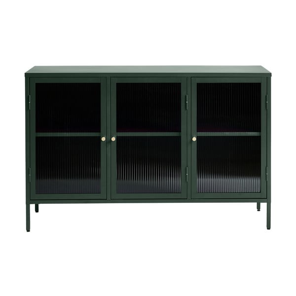 Žalios spalvos metalinė vitrina Unique Furniture Bronco, aukštis 85 cm