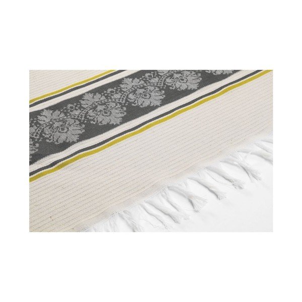 Pilkos ir smėlio spalvos hamamo rankšluostis Deco Bianca Loincloth Stripe Nurbanu, 80 x 170 cm-image-2