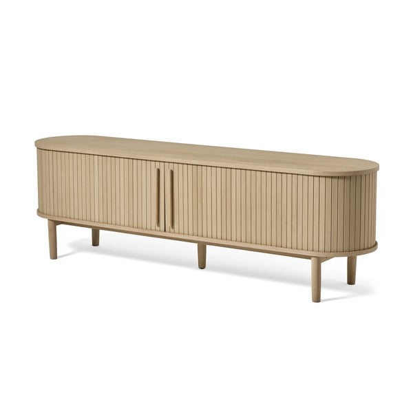Natūralios spalvos TV spintelė iš ąžuolo 180x56x40 cm Meta – Unique Furniture