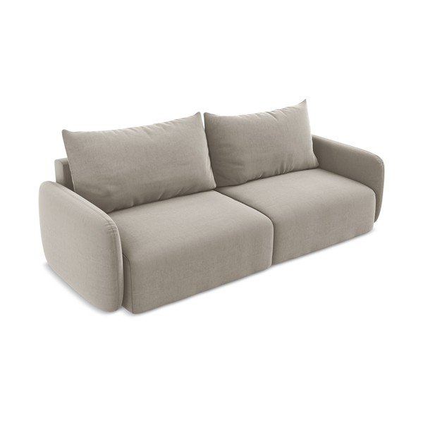 Taupe spalvos sulankstoma/su sandėliavimo vieta sofa iš velveto 238 cm Kalena – Makamii-image-3