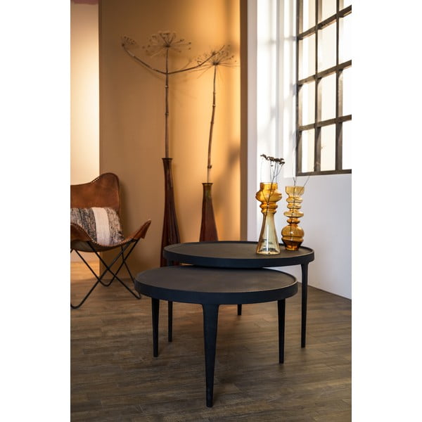 Apvalios formos kavos staliukai juodos spalvos 2 vnt. ø 75 cm Tobias – Light & Living-image-3