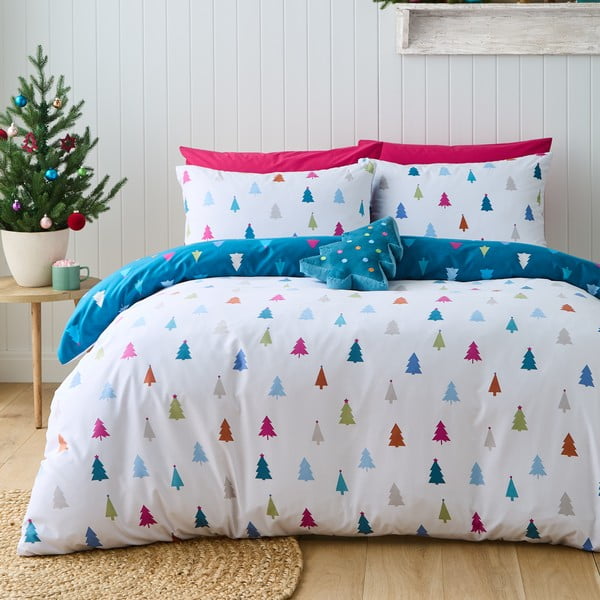 Iš mikropluošto viengulė patalynė baltos spalvos/mėlynos spalvos 135x200 cm Christmas Tree – Catherine Lansfield
