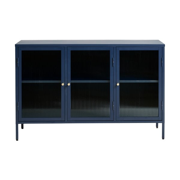 Mėlynos spalvos metalinė vitrina Unique Furniture Bronco, aukštis 85 cm