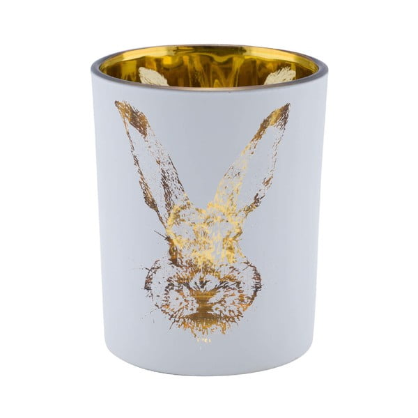 Balto stiklo žvakidė Ego Dekor Bunny