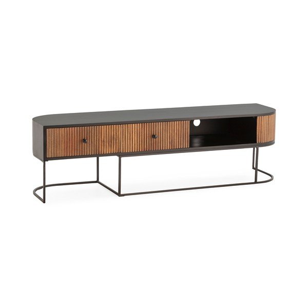 Natūralios spalvos iš mango masyvo TV spintelė 160x45x40 cm Curve – MOME