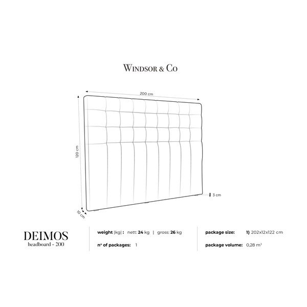 Kreminės spalvos galvūgalio galvūgalio galvūgalis "Windsor & Co Sofas Deimos", 200 x 120 cm-image-3